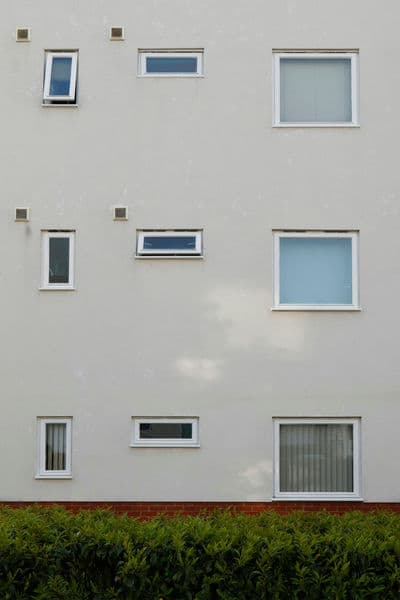 Commercial building exterior wall after professional cleaning